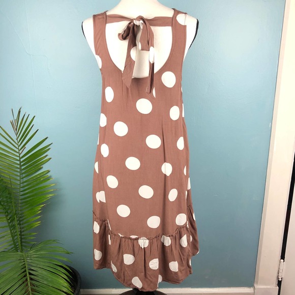 LOFT Brown Polka Dot Dress Drop Waist XS - Picture 4 of 13